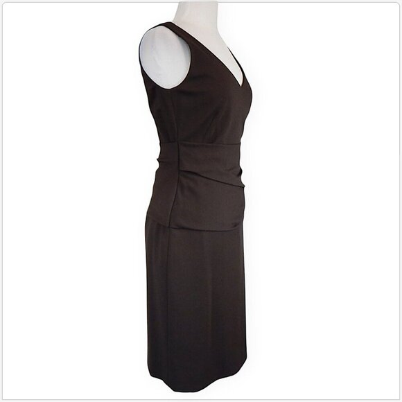 Akris Punto Dark Brown Stretch Knit Draped Waist Sheath Pencil Dress New NWT 4 - Picture 4 of 6